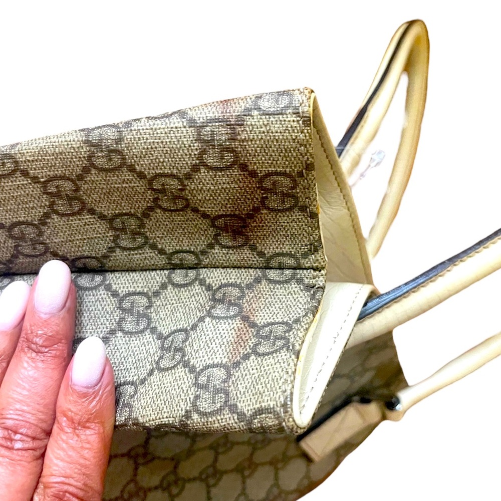 GUCCI GG Supreme Monogram Beige/Light Brown Tote Bag PVC - Picture 9 of 10